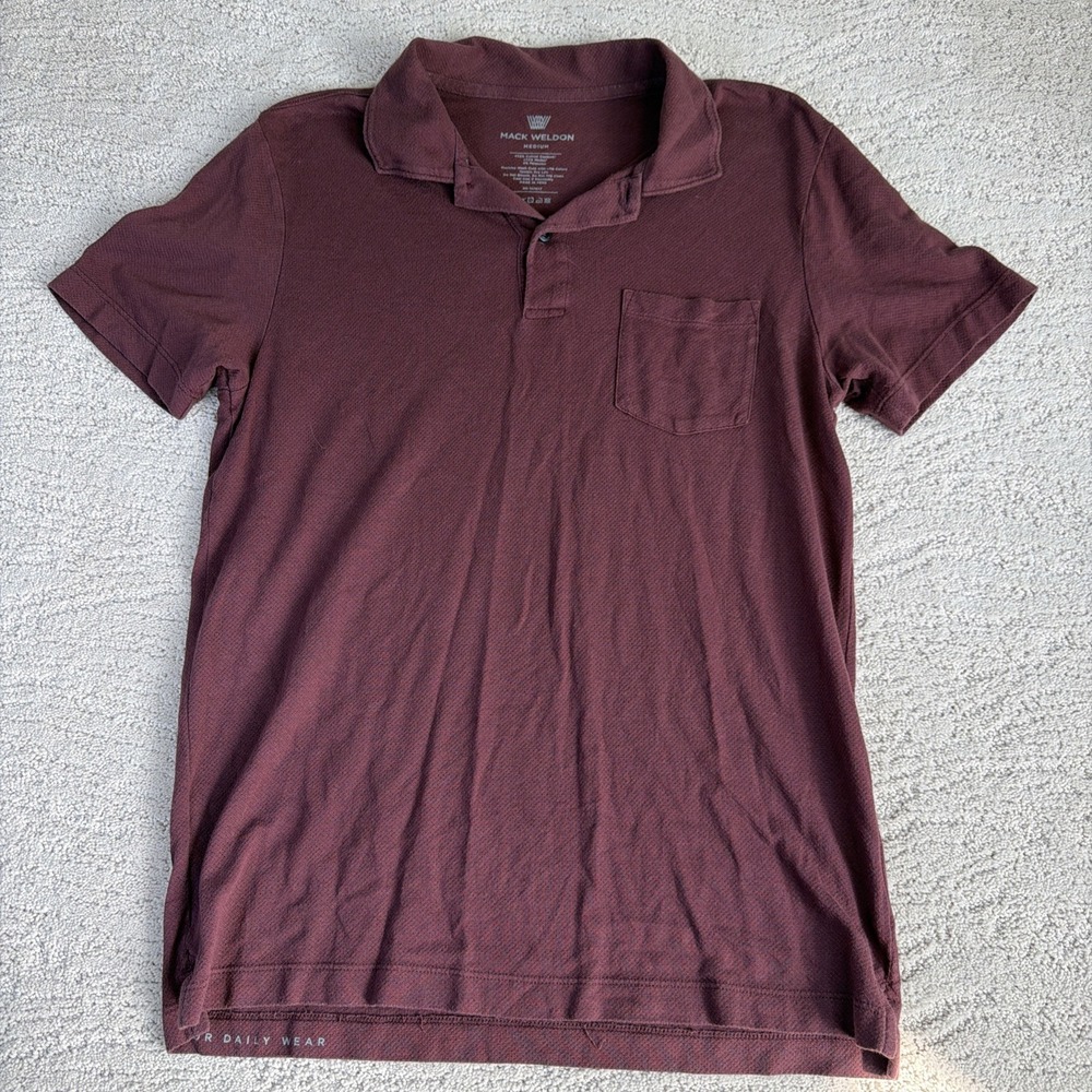 Men's‎ Mack Weldon Medium Red Vented Short Sleeve Polo Shirt Golf Athletic